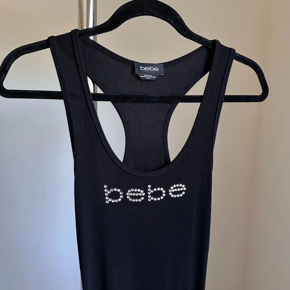 Bebe Black Maxi Dress with Logo Detail - Picture 3 of 5